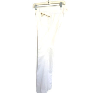 Escada Size 42/12 Womens  Flared Leg Pants Jeans White Trousers Gold Zipper